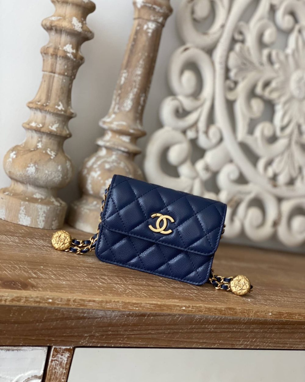 [REP 1:1] Chanel Clutch With Chain Blue For Women, Women's Bags 4.8in/12.3cm