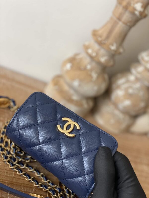 [REP 1:1] Chanel Clutch With Chain Blue For Women, Women's Bags 4.8in/12.3cm
