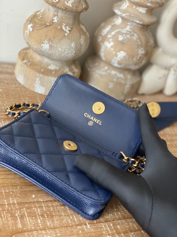 [REP 1:1] Chanel Clutch With Chain Blue For Women, Women's Bags 4.8in/12.3cm