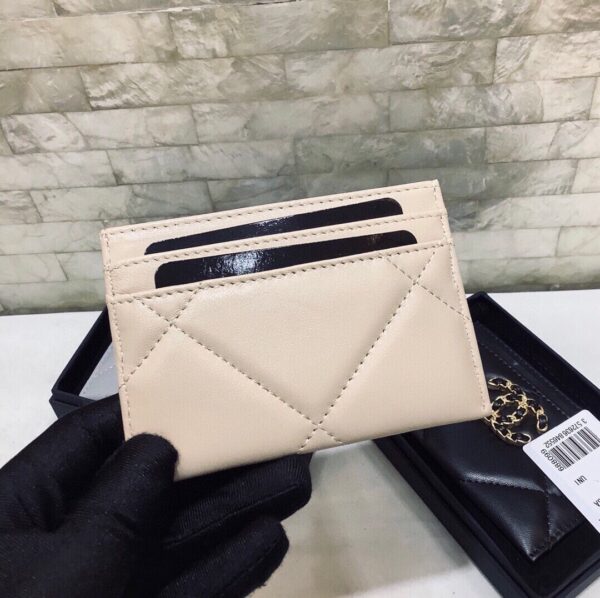 1:1 Replica Chanel CO-CO 19 Card Holder Wallet 11cm/4.3in Gold Toned Hardware For Women Beige