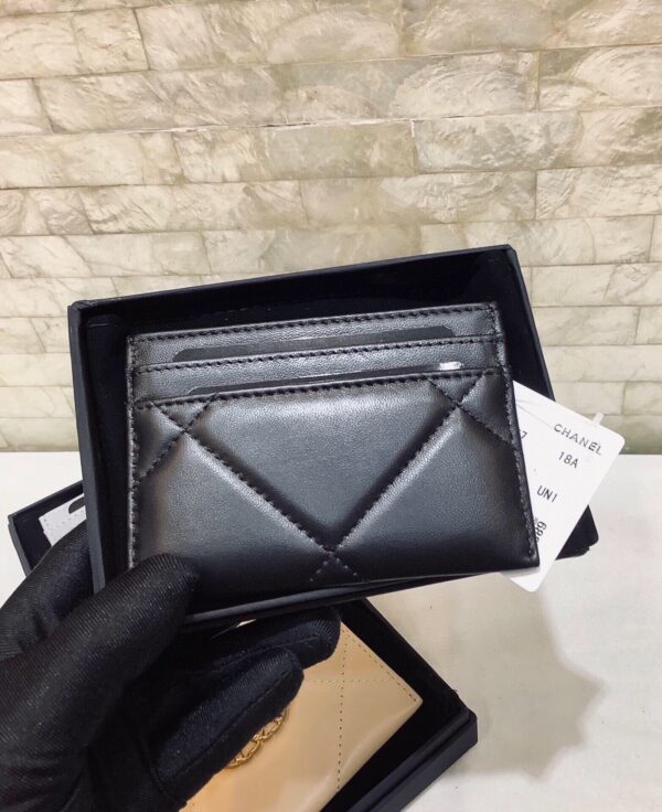 1:1 Replica Chanel CO-CO 19 Card Holder Wallet 11cm/4.3in Gold Toned Hardware For Women Black