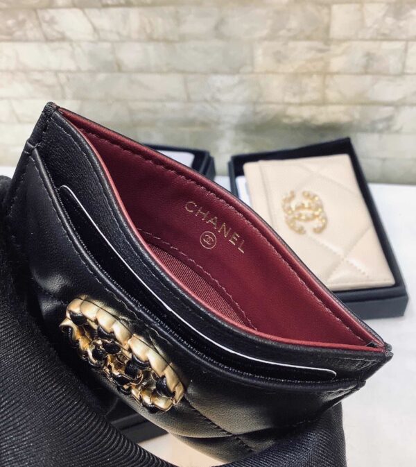 1:1 Replica Chanel CO-CO 19 Card Holder Wallet 11cm/4.3in Gold Toned Hardware For Women Black