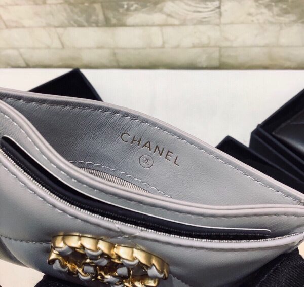 1:1 Replica Chanel CO-CO 19 Card Holder Wallet 11cm/4.3in Gold Toned Hardware For Women Grey AP1167 B07327 NG752