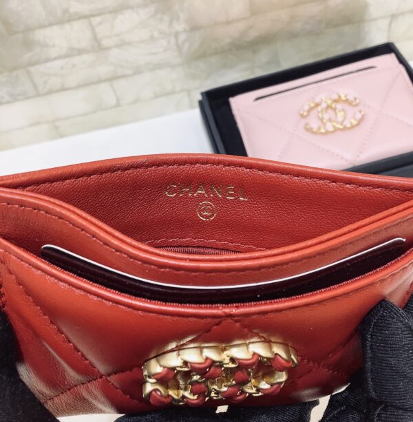 1:1 Replica Chanel CO-CO 19 Card Holder Wallet 11cm/4.3in Gold Toned Hardware For Women Red