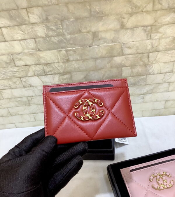 1:1 Replica Chanel CO-CO 19 Card Holder Wallet 11cm/4.3in Gold Toned Hardware For Women Red