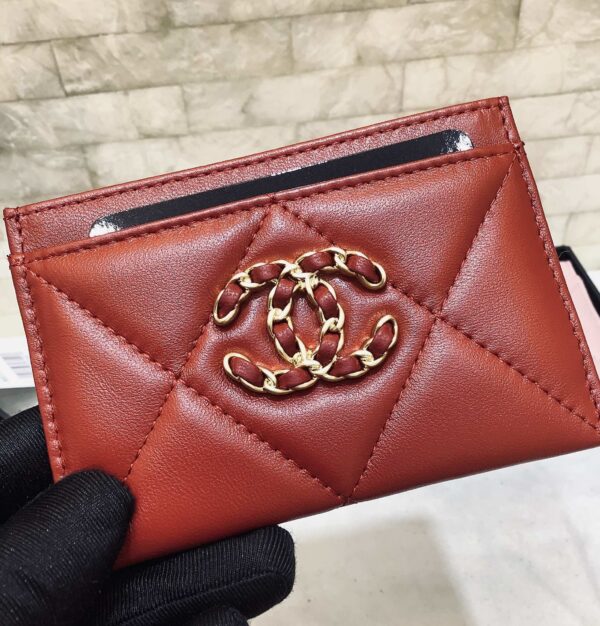1:1 Replica Chanel CO-CO 19 Card Holder Wallet 11cm/4.3in Gold Toned Hardware For Women Red