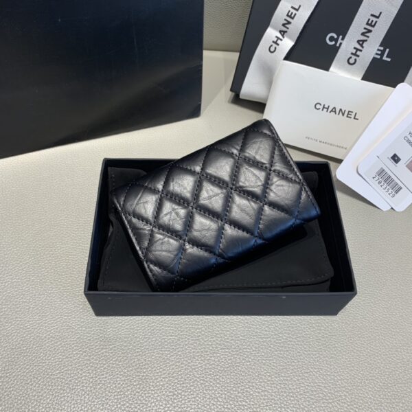 1:1 Replica Chanel CO-CO 2.55 Flap Card Holder 11cm/4.3in Gold Hardware For Women Black
