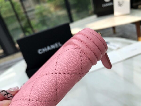 1:1 Replica Chanel CO-CO Boy Chanel Zipped Coin Purse 11cm/4.3in Gold Toned Hardware For Women Pink
