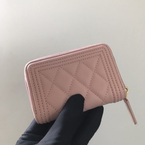 1:1 Replica Chanel CO-CO Boy Chanel Zipped Coin Purse 11cm/4.3in Gold Toned Hardware For Women White