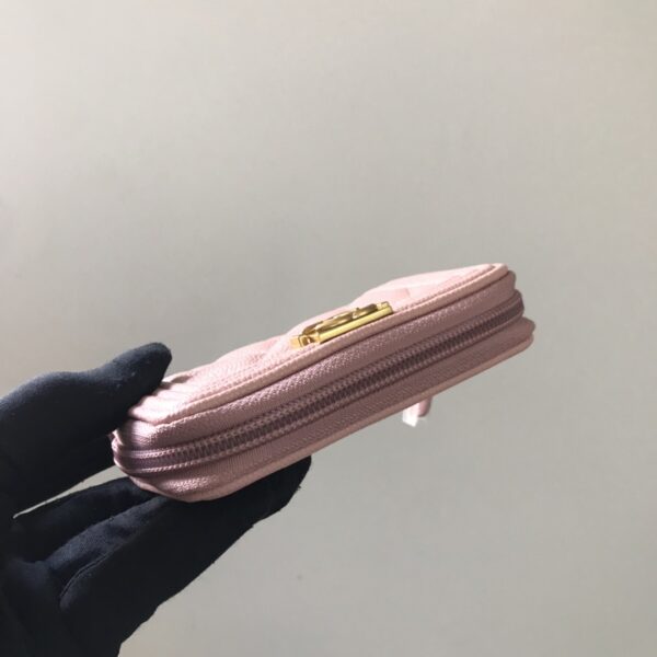 1:1 Replica Chanel CO-CO Boy Chanel Zipped Coin Purse 11cm/4.3in Gold Toned Hardware For Women White