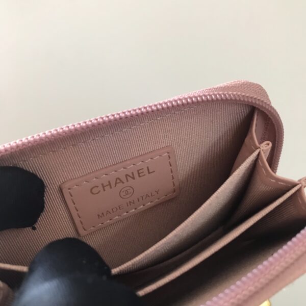 1:1 Replica Chanel CO-CO Boy Chanel Zipped Coin Purse 11cm/4.3in Gold Toned Hardware For Women White