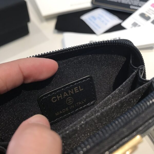 1:1 Replica Chanel CO-CO Boy Flap Card Holder 11.5cm/4.5in Gold Hardware For Women Black A80603 Y07659 94305