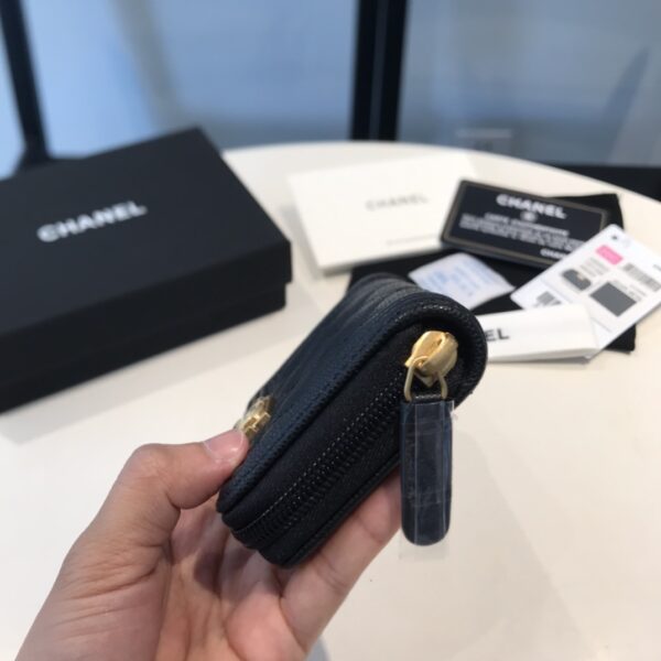 1:1 Replica Chanel CO-CO Boy Flap Card Holder 11.5cm/4.5in Gold Hardware For Women Black A80603 Y07659 94305