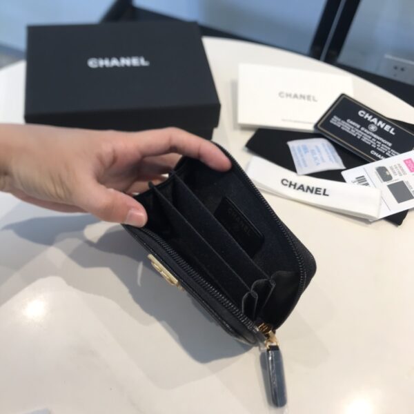 1:1 Replica Chanel CO-CO Boy Flap Card Holder 11.5cm/4.5in Gold Hardware For Women Black A80603 Y07659 94305