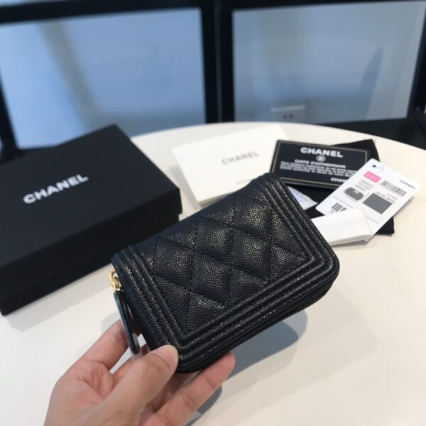 1:1 Replica Chanel CO-CO Boy Flap Card Holder 11.5cm/4.5in Gold Hardware For Women Black A80603 Y07659 94305