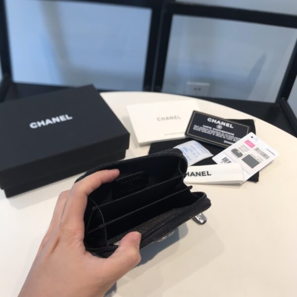 1:1 Replica Chanel CO-CO Boy Flap Card Holder 11.5cm/4.5in Silver Hardware For Women Black