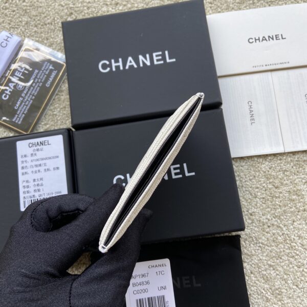 1:1 Replica Chanel CO-CO Card Holder 11cm/4.3in Black Hardware For Women Beige