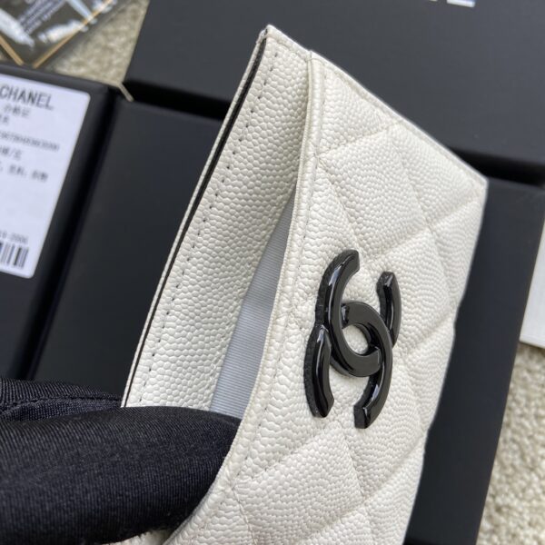 1:1 Replica Chanel CO-CO Card Holder 11cm/4.3in Black Hardware For Women Beige