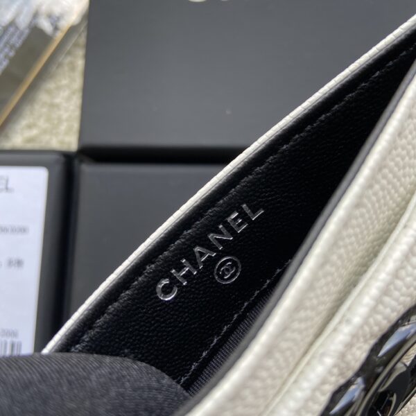 1:1 Replica Chanel CO-CO Card Holder 11cm/4.3in Black Hardware For Women Beige
