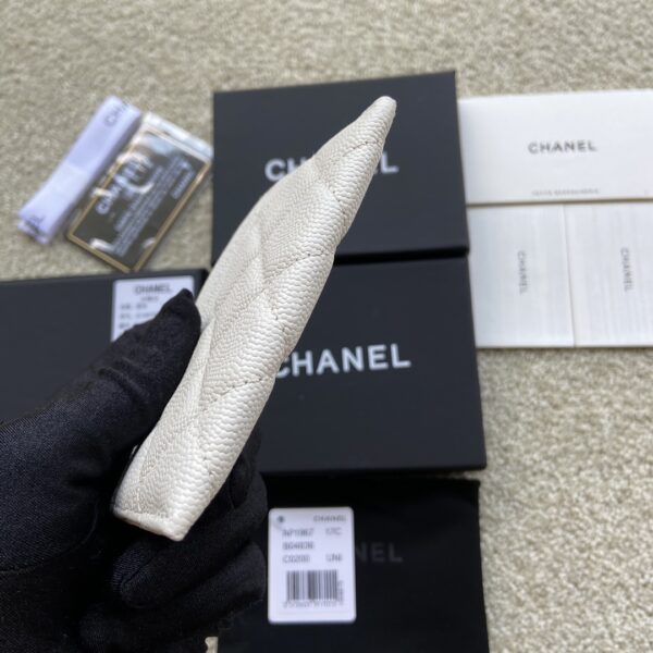 1:1 Replica Chanel CO-CO Card Holder 11cm/4.3in Black Hardware For Women Beige