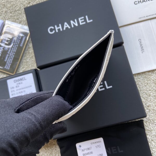 1:1 Replica Chanel CO-CO Card Holder 11cm/4.3in Black Hardware For Women Beige