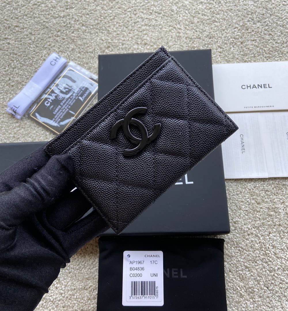 1:1 Replica Chanel CO-CO Card Holder 11cm/4.3in Black Hardware For Women Black