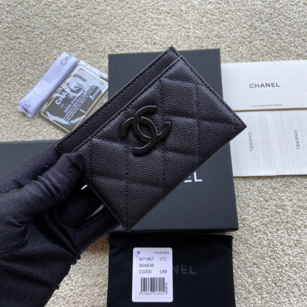 1:1 Replica Chanel CO-CO Card Holder 11cm/4.3in Black Hardware For Women Black