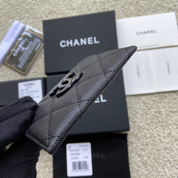 1:1 Replica Chanel CO-CO Card Holder 11cm/4.3in Black Hardware For Women Black