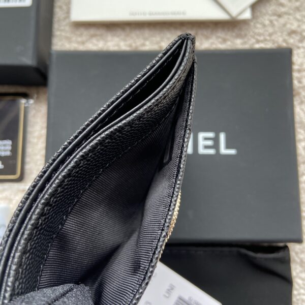 1:1 Replica Chanel CO-CO Card Holder 11cm/4.3in Silver Hardware For Women Black