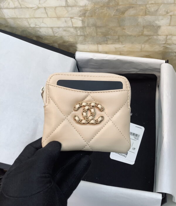 1:1 Replica Chanel CO-CO Card Holder 12cm/4.7in Gold Hardware For Women Beige