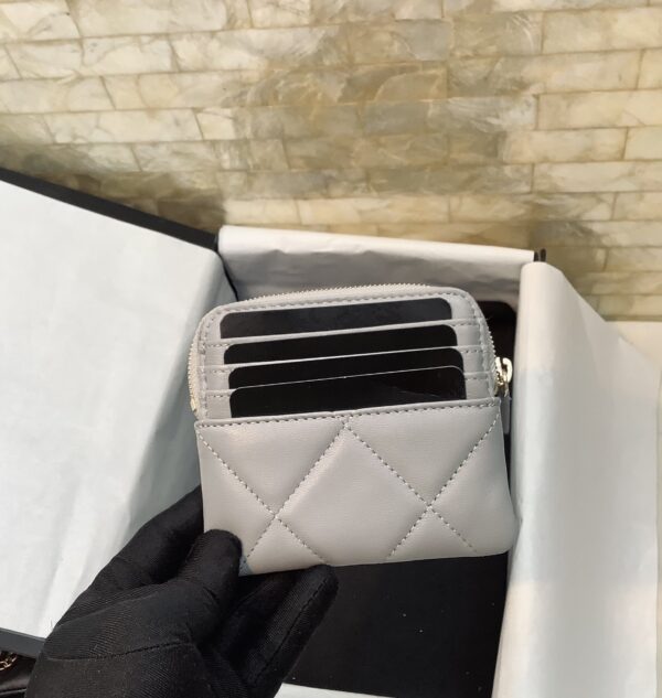 1:1 Replica Chanel CO-CO Card Holder 12cm/4.7in Gold Hardware For Women Grey