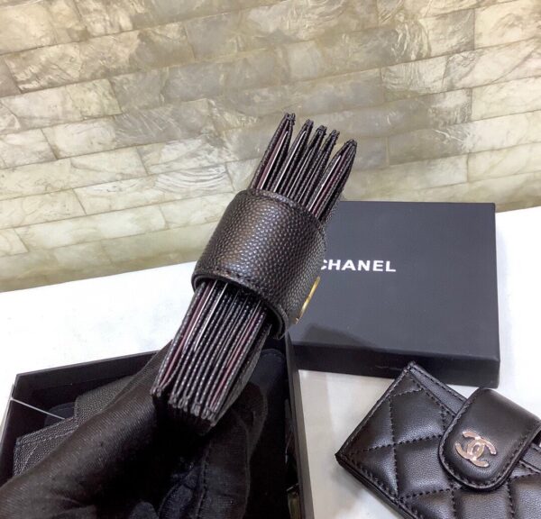 1:1 Replica Chanel CO-CO Card Holder Wallet 10cm/4in Gold Hardware For Women Black
