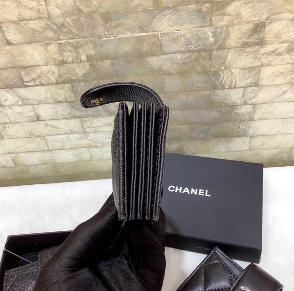 1:1 Replica Chanel CO-CO Card Holder Wallet 10cm/4in Gold Hardware For Women Black