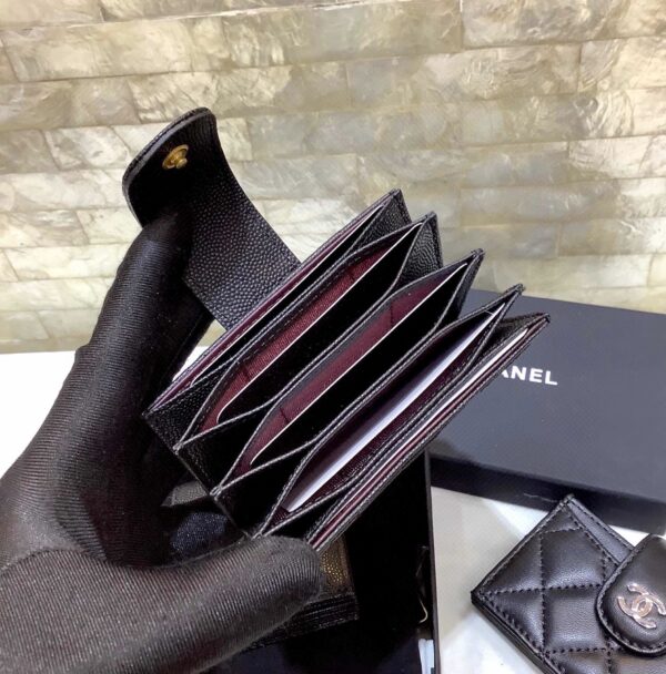 1:1 Replica Chanel CO-CO Card Holder Wallet 10cm/4in Gold Hardware For Women Black