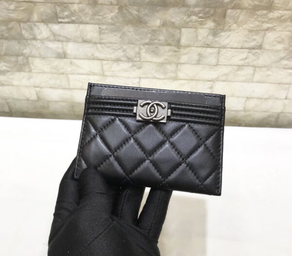 1:1 Replica Chanel CO-CO Card Holder Wallet 11cm/4.3in Silver Hardware For Women Black