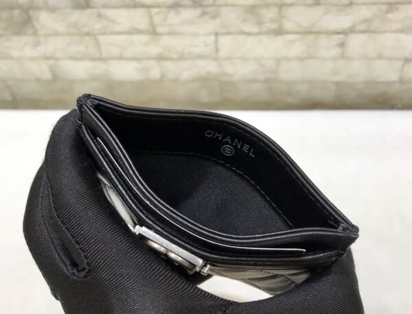 1:1 Replica Chanel CO-CO Card Holder Wallet 11cm/4.3in Silver Hardware For Women Black