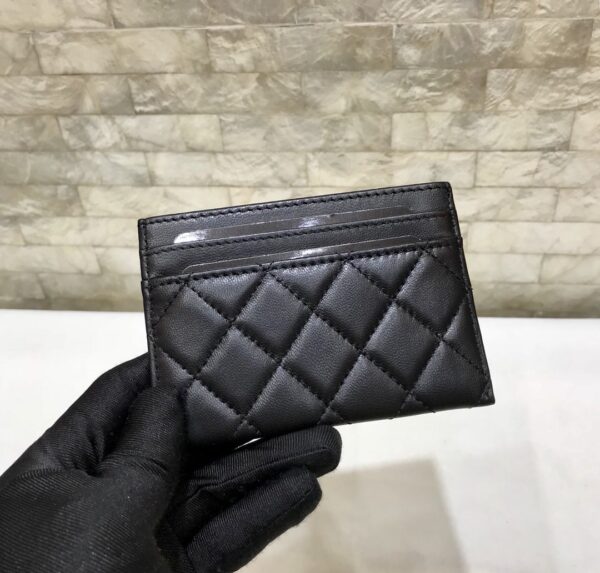 1:1 Replica Chanel CO-CO Card Holder Wallet 11cm/4.3in Silver Hardware For Women Black
