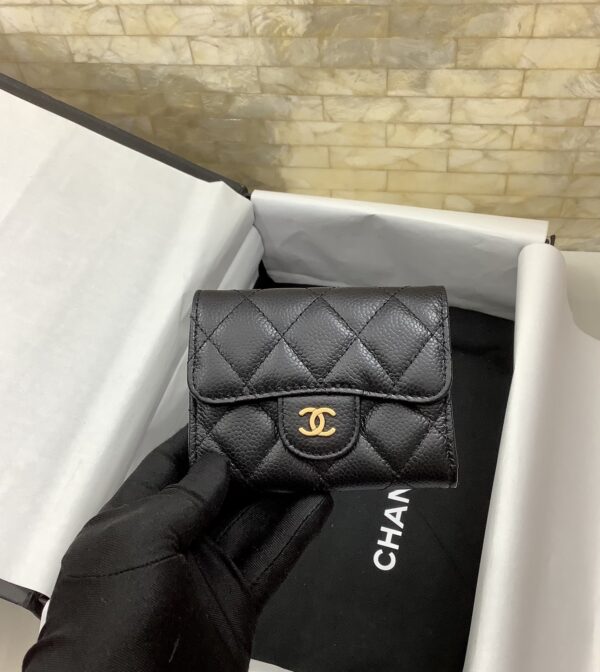 1:1 Replica Chanel CO-CO Classic Card Holder 11cm/4.4in Gold Hardware For Women Black