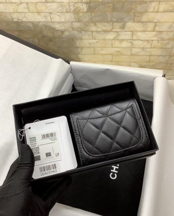 1:1 Replica Chanel CO-CO Classic Card Holder 11cm/4.4in Gold Hardware For Women Black