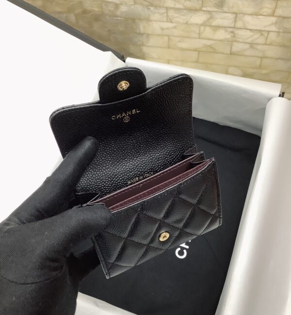 1:1 Replica Chanel CO-CO Classic Card Holder 11cm/4.4in Gold Hardware For Women Black
