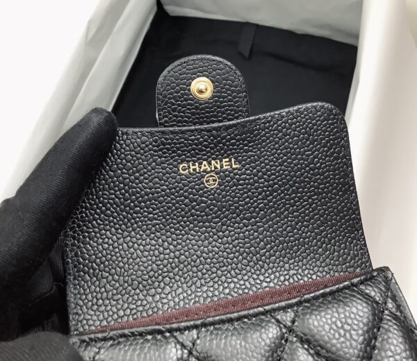 1:1 Replica Chanel CO-CO Classic Card Holder 11cm/4.4in Gold Hardware For Women Black