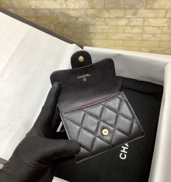 1:1 Replica Chanel CO-CO Classic Card Holder 11cm/4.4in Gold Hardware For Women Black
