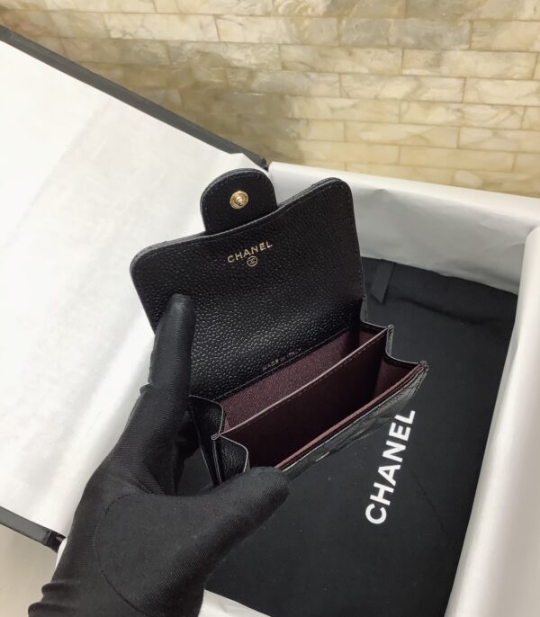 1:1 Replica Chanel CO-CO Classic Card Holder 11cm/4.4in Gold Hardware For Women Black