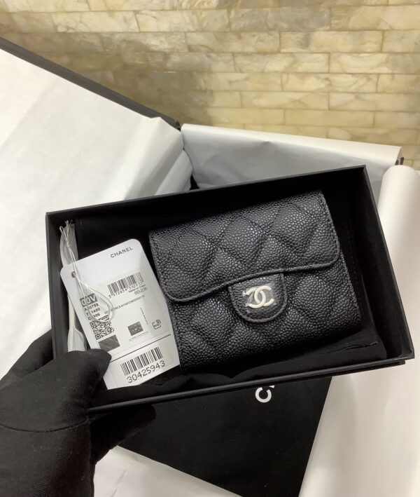 1:1 Replica Chanel CO-CO Classic Card Holder 11cm/4.4in Silver Hardware For Women Black AP0214 Y01480 C3906