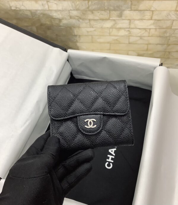 1:1 Replica Chanel CO-CO Classic Card Holder 11cm/4.4in Silver Hardware For Women Black AP0214 Y01480 C3906