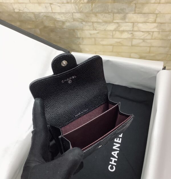 1:1 Replica Chanel CO-CO Classic Card Holder 11cm/4.4in Silver Hardware For Women Black AP0214 Y01480 C3906