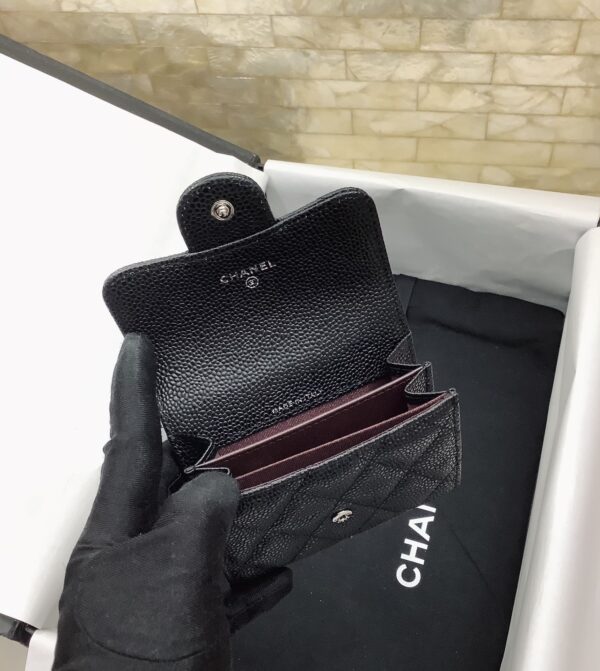1:1 Replica Chanel CO-CO Classic Card Holder 11cm/4.4in Silver Hardware For Women Black AP0214 Y01480 C3906