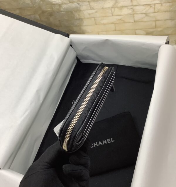 1:1 Replica Chanel CO-CO Classic Card Holder 19cm/7.5in Gold Hardware For Women Black