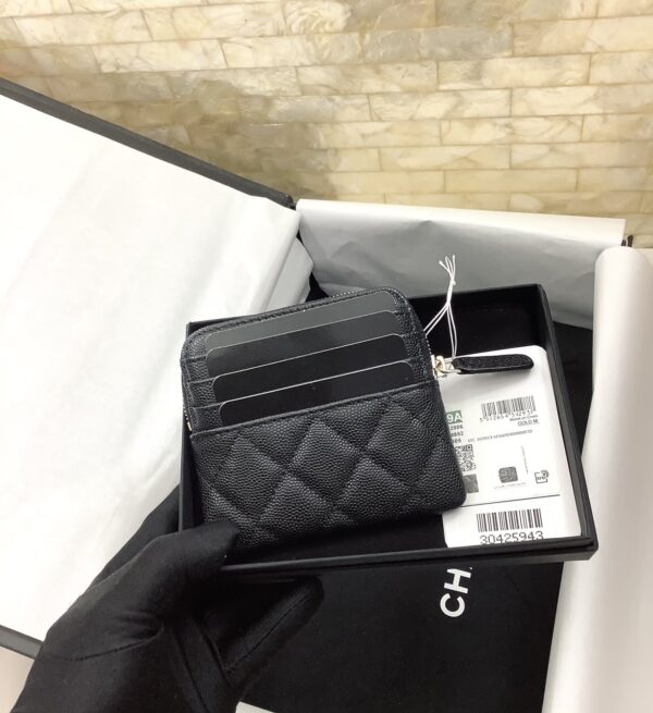 1:1 Replica Chanel CO-CO Classic Card Holder 19cm/7.5in Gold Hardware For Women Black