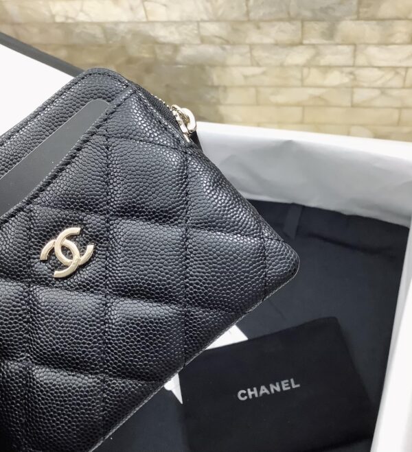 1:1 Replica Chanel CO-CO Classic Card Holder 19cm/7.5in Gold Hardware For Women Black